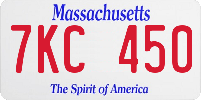 MA license plate 7KC450