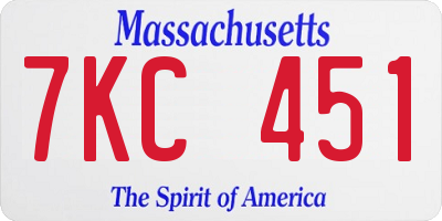 MA license plate 7KC451