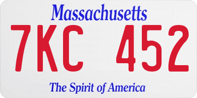 MA license plate 7KC452