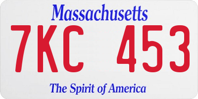 MA license plate 7KC453