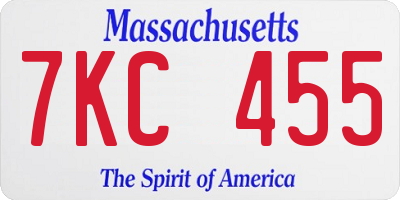 MA license plate 7KC455
