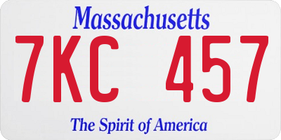 MA license plate 7KC457