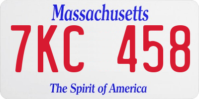 MA license plate 7KC458