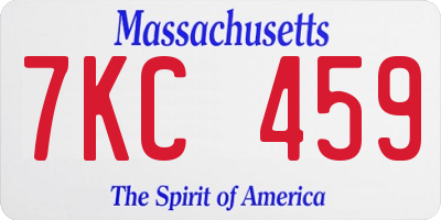 MA license plate 7KC459
