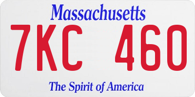 MA license plate 7KC460