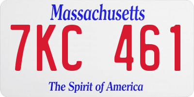 MA license plate 7KC461