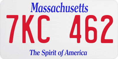 MA license plate 7KC462