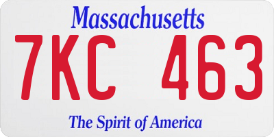 MA license plate 7KC463