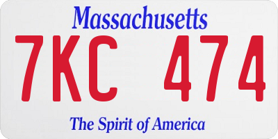 MA license plate 7KC474