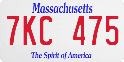 MA license plate 7KC475