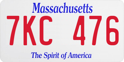 MA license plate 7KC476
