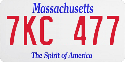 MA license plate 7KC477