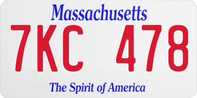MA license plate 7KC478