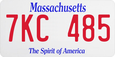 MA license plate 7KC485