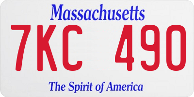 MA license plate 7KC490