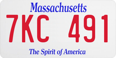 MA license plate 7KC491