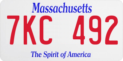 MA license plate 7KC492