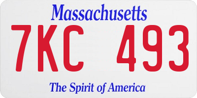 MA license plate 7KC493