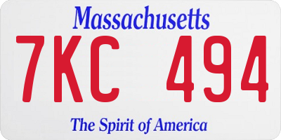 MA license plate 7KC494