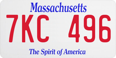 MA license plate 7KC496