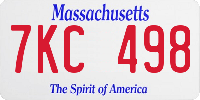 MA license plate 7KC498