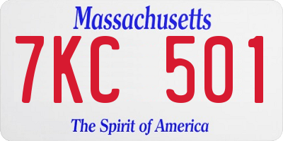 MA license plate 7KC501