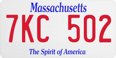MA license plate 7KC502