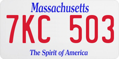 MA license plate 7KC503