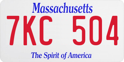 MA license plate 7KC504