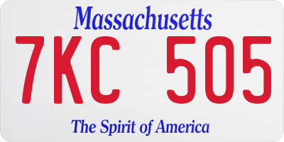 MA license plate 7KC505