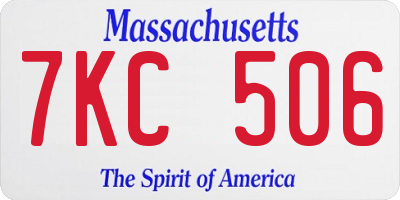 MA license plate 7KC506