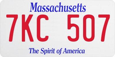 MA license plate 7KC507