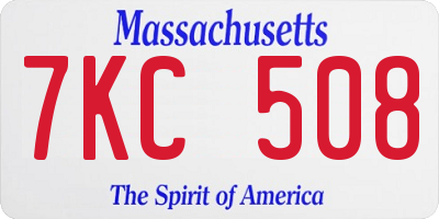 MA license plate 7KC508