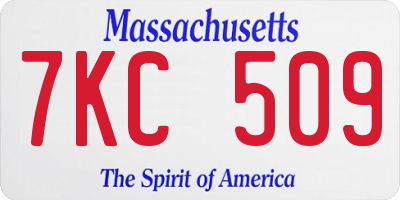 MA license plate 7KC509