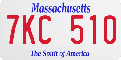 MA license plate 7KC510