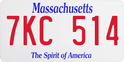 MA license plate 7KC514