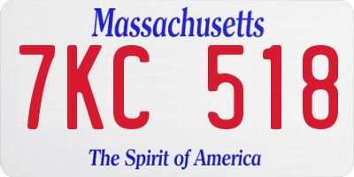 MA license plate 7KC518