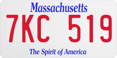 MA license plate 7KC519