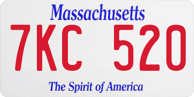 MA license plate 7KC520