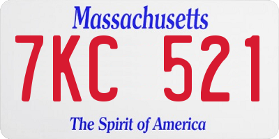 MA license plate 7KC521