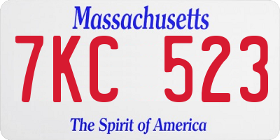 MA license plate 7KC523