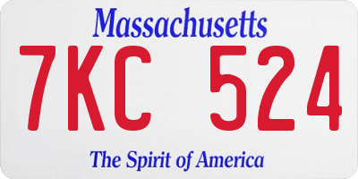 MA license plate 7KC524