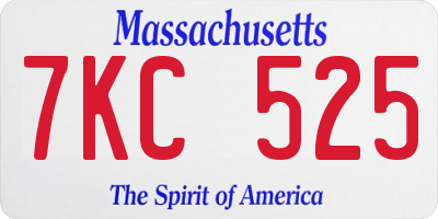 MA license plate 7KC525