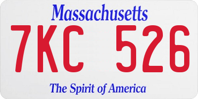 MA license plate 7KC526