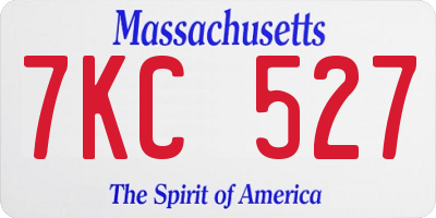 MA license plate 7KC527