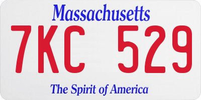 MA license plate 7KC529