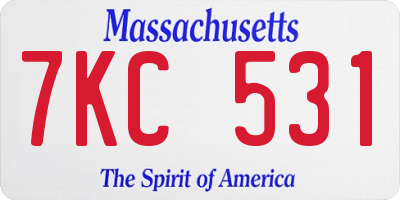 MA license plate 7KC531