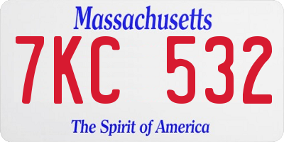MA license plate 7KC532