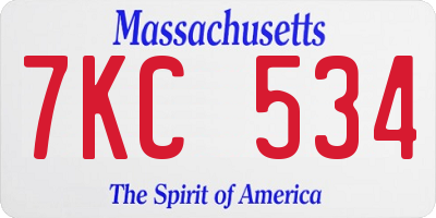 MA license plate 7KC534