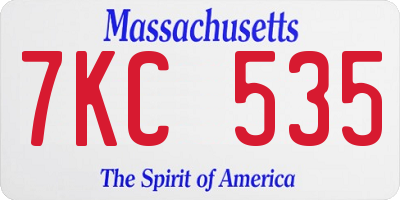MA license plate 7KC535